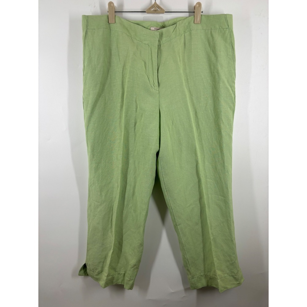 Covington Woman Lime Spring Green Linen Blend Crop Pants Size 16W Straight Leg